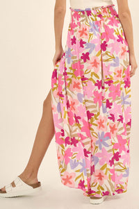 Rainforest Flowers Floral High-Waist Maxi Skirt - ShopPromesa