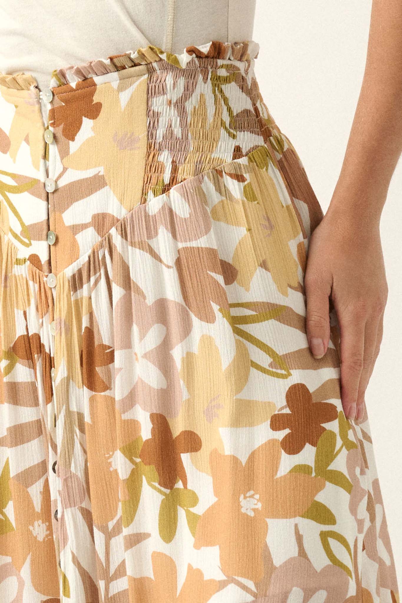 Rainforest Flowers Floral High-Waist Maxi Skirt - ShopPromesa