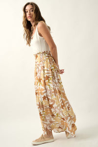 Rainforest Flowers Floral High-Waist Maxi Skirt - ShopPromesa