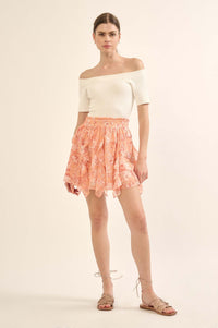 Fresh Fantasy Ruffled Floral Chiffon Mini Skirt - ShopPromesa