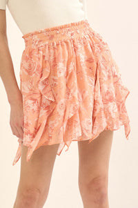 Fresh Fantasy Ruffled Floral Chiffon Mini Skirt - ShopPromesa