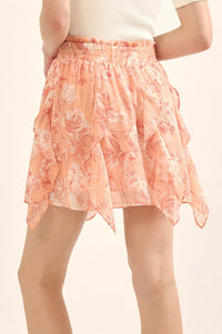 Fresh Fantasy Ruffled Floral Chiffon Mini Skirt - ShopPromesa