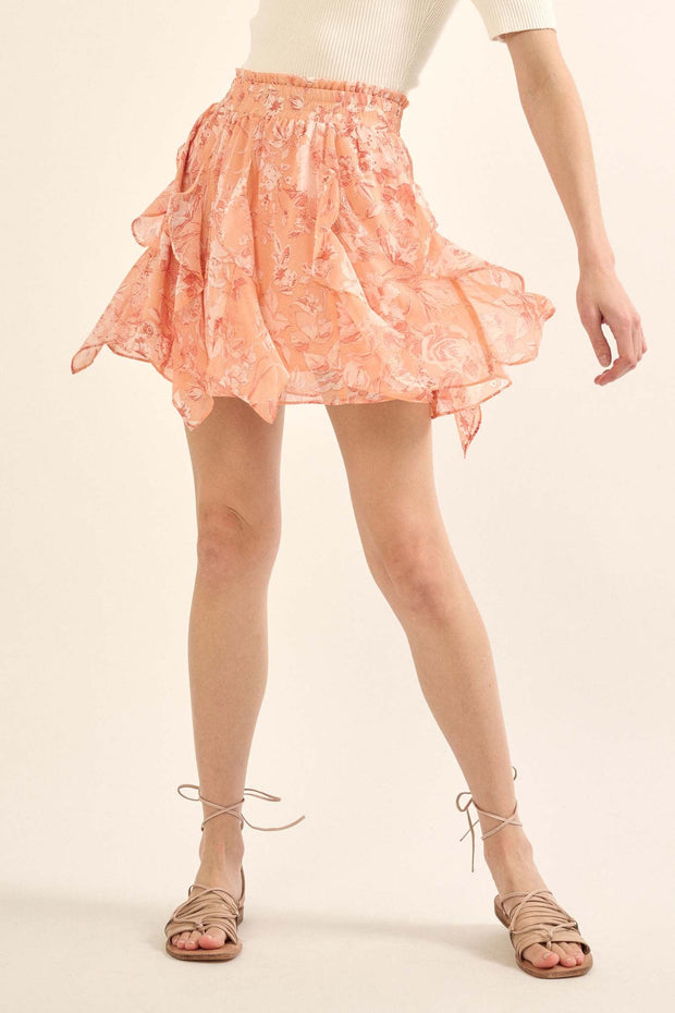 Fresh Fantasy Ruffled Floral Chiffon Mini Skirt - ShopPromesa