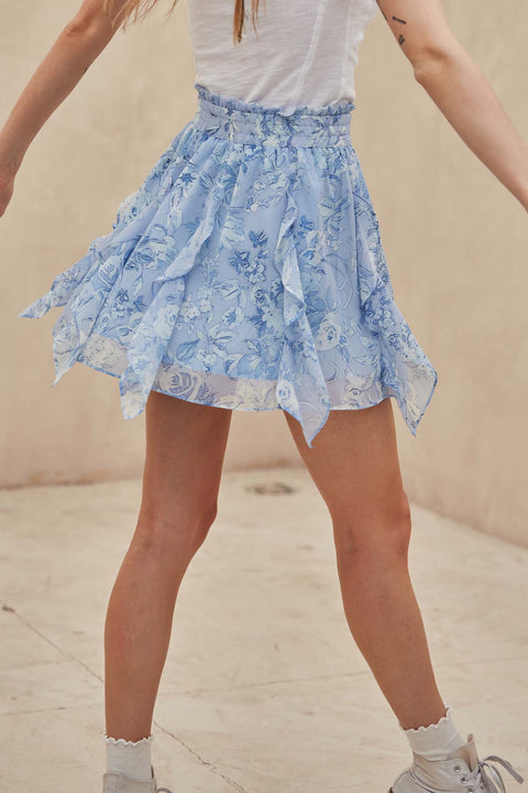 Fresh Fantasy Ruffled Floral Chiffon Mini Skirt - ShopPromesa
