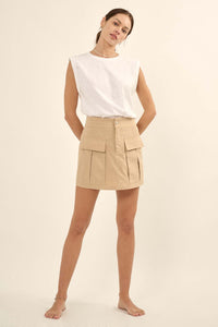 Step It Up Cotton Twill Cargo Mini Skirt - ShopPromesa