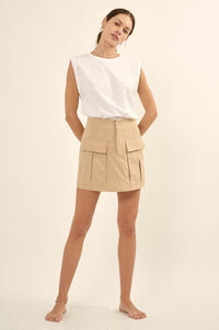 Step It Up Cotton Twill Cargo Mini Skirt - ShopPromesa