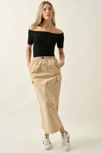 Pace Yourself Cotton Twill Cargo Maxi Skirt - ShopPromesa