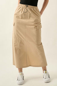 Pace Yourself Cotton Twill Cargo Maxi Skirt - ShopPromesa