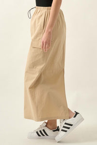 Pace Yourself Cotton Twill Cargo Maxi Skirt - ShopPromesa