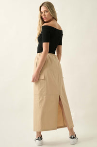 Pace Yourself Cotton Twill Cargo Maxi Skirt - ShopPromesa