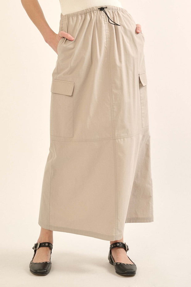 Pace Yourself Cotton Twill Cargo Maxi Skirt - ShopPromesa