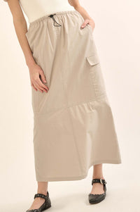 Pace Yourself Cotton Twill Cargo Maxi Skirt - ShopPromesa