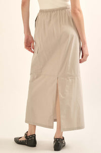 Pace Yourself Cotton Twill Cargo Maxi Skirt - ShopPromesa