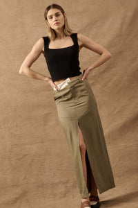 Step to It Asymmetrical-Waist Maxi Pencil Skirt - ShopPromesa