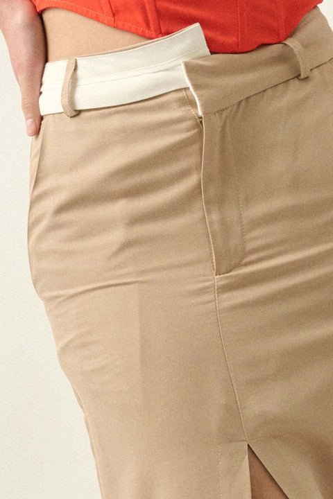 Step to It Asymmetrical-Waist Maxi Pencil Skirt - ShopPromesa