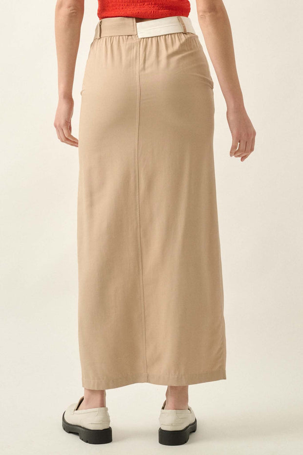 Step to It Asymmetrical-Waist Maxi Pencil Skirt - ShopPromesa