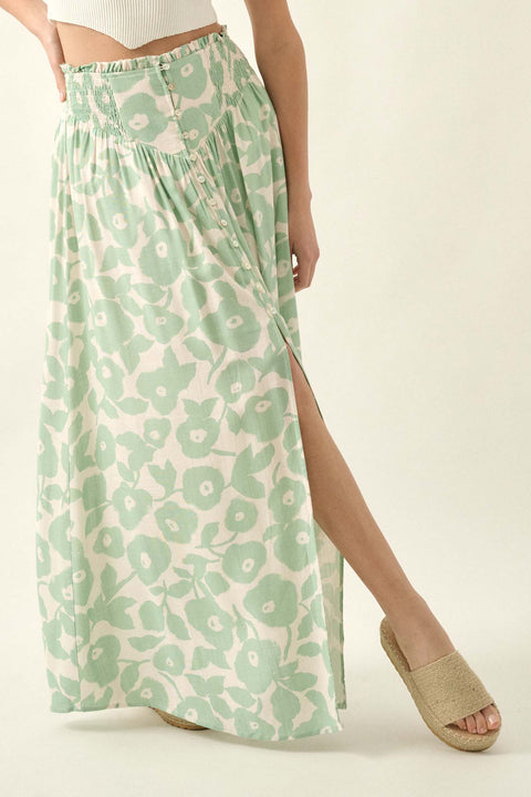 Grow with the Flow Floral Button-Front Maxi Skirt - ShopPromesa