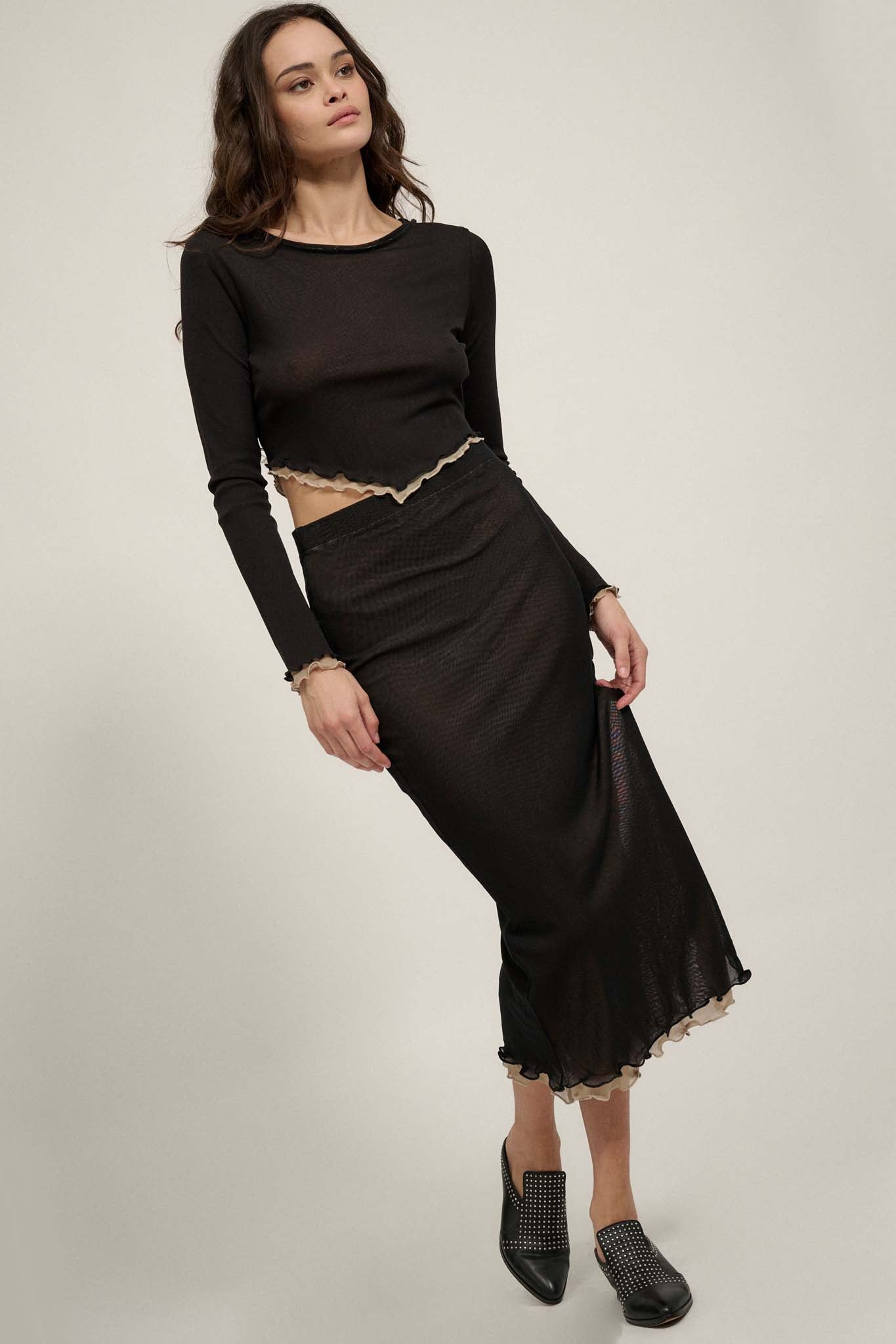 Sheer Perfection Layered Mesh Midi Pencil Skirt - ShopPromesa