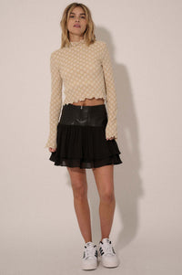 Bad Girl Vegan Leather and Chiffon Mini Skirt - ShopPromesa