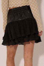 Bad Girl Vegan Leather and Chiffon Mini Skirt - ShopPromesa