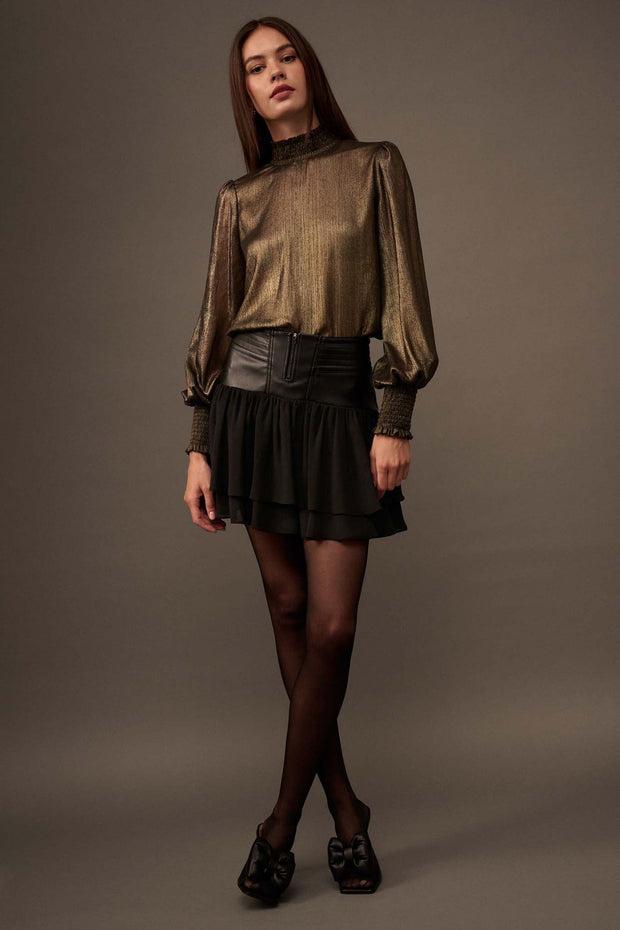 Bad Girl Vegan Leather and Chiffon Mini Skirt - ShopPromesa