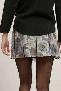 Rose Parade Floral Mesh Exposed-Seam Mini Skirt - ShopPromesa