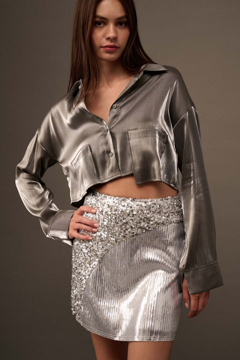 Ladies Night Colorblock Sequin Mini Skirt - ShopPromesa