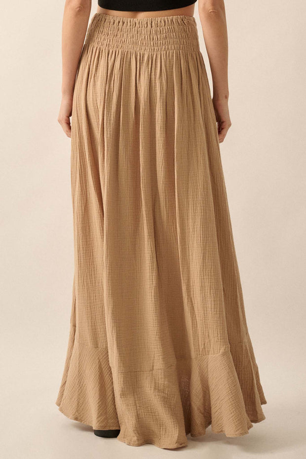 In the Wind Crinkle Cotton Button-Front Maxi Skirt - ShopPromesa