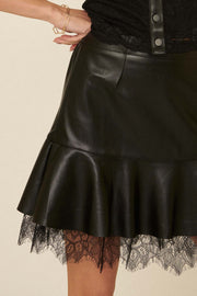 Kiss Me Frill Me Vegan Leather Ruffle Mini Skirt - ShopPromesa
