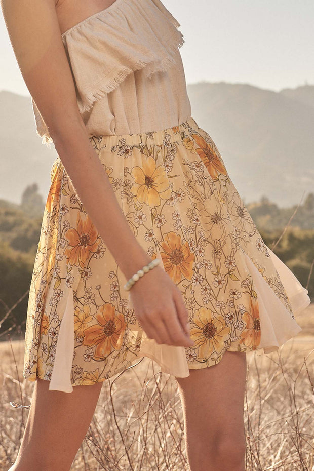 Blooming Love Floral Chiffon Pleated Mini Skirt - ShopPromesa