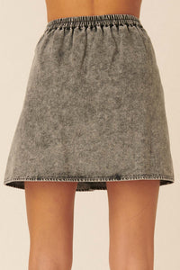 Smooth As Stone Denim Pleated A-Line Mini Skirt - ShopPromesa