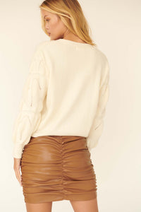 Easy Riches Ruched Vegan Leather Mini Skirt - ShopPromesa