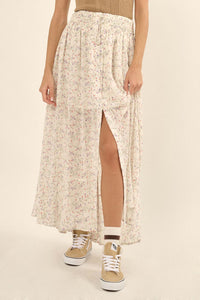 Shoot the Breeze Floral Button-Front Maxi Skirt - ShopPromesa