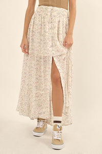 Shoot the Breeze Floral Button-Front Maxi Skirt - ShopPromesa