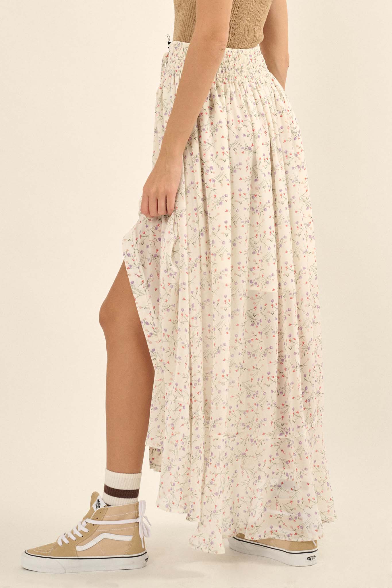 Shoot the Breeze Floral Button-Front Maxi Skirt - ShopPromesa