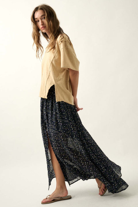 Shoot the Breeze Floral Button-Front Maxi Skirt - ShopPromesa