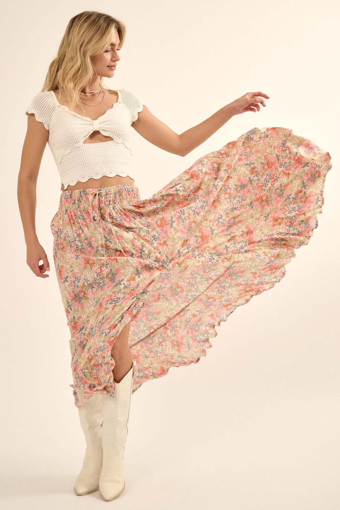 Work of Art Floral Button-Front Maxi Skirt - ShopPromesa