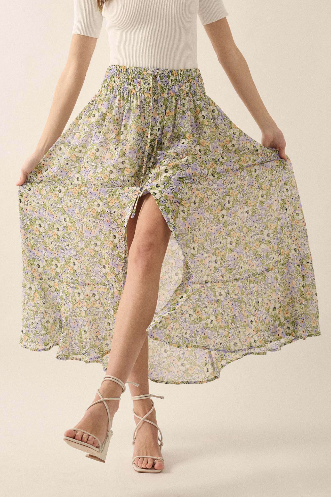 Blossoming Magic Floral Chiffon Maxi Skirt - ShopPromesa