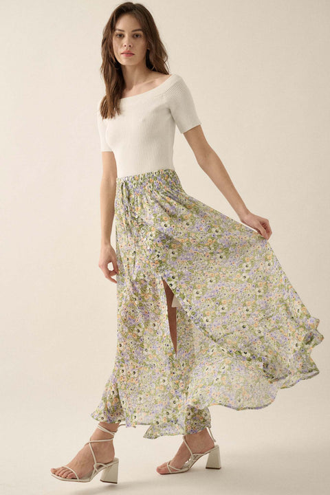 Blossoming Magic Floral Chiffon Maxi Skirt - ShopPromesa