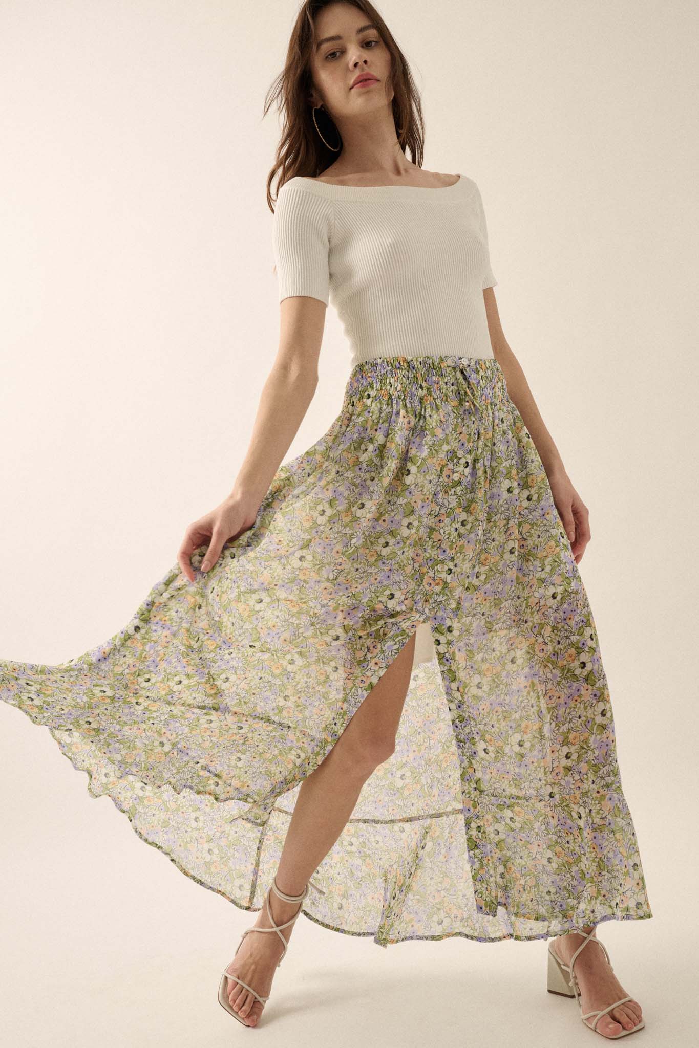 Blossoming Magic Floral Chiffon Maxi Skirt - ShopPromesa