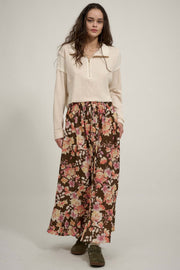 Harvest Dawn Floral Button-Front Maxi Skirt - ShopPromesa