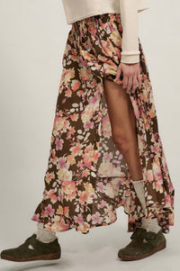 Harvest Dawn Floral Button-Front Maxi Skirt - ShopPromesa