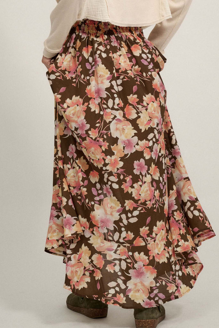 Harvest Dawn Floral Button-Front Maxi Skirt - ShopPromesa