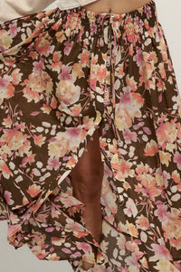 Harvest Dawn Floral Button-Front Maxi Skirt - ShopPromesa