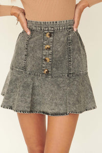 High Tide Acid-Wash Denim Mini Skirt - ShopPromesa