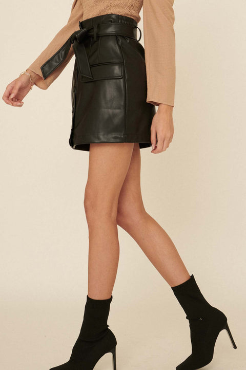 Legs for Days Belted Vegan Leather Mini Skirt - ShopPromesa