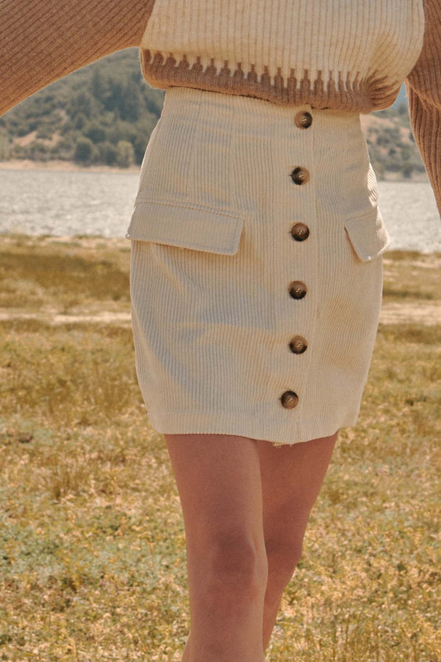 File It Away Buttoned Corduroy Mini Skirt - ShopPromesa