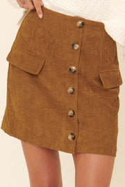 File It Away Buttoned Corduroy Mini Skirt - ShopPromesa