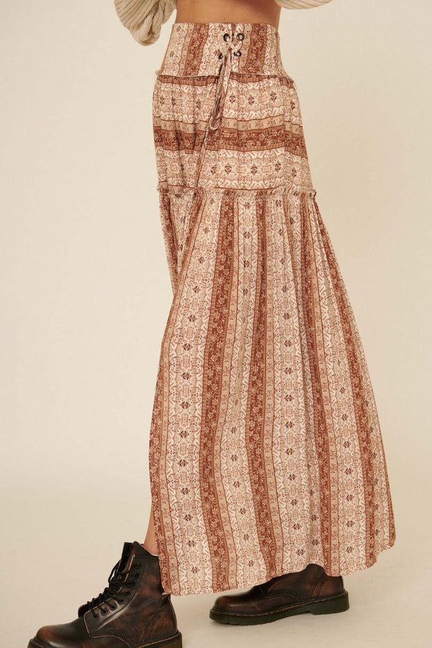 Wild Child Floral-Stripe Maxi Peasant Skirt - ShopPromesa