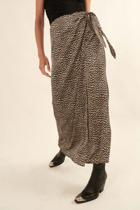 Animal Nature Animal-Print Satin Wrap Maxi Skirt - ShopPromesa